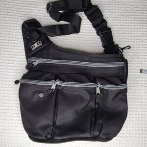Diaper Dude Dad Diaper Bag Black Grey Heavy Duty Multi Pocket Messenger Bag